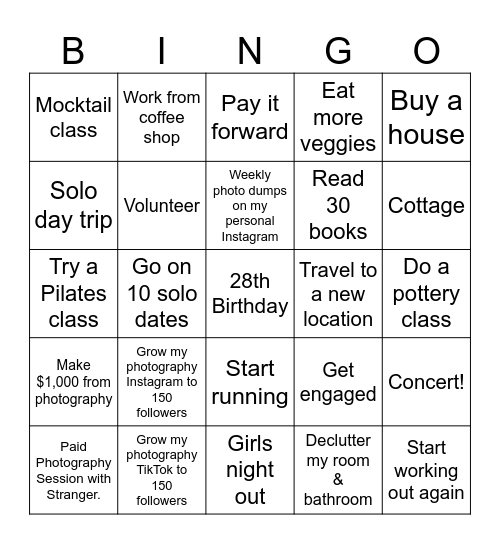 Julie's 2026 Bingo Card