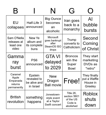 2026 Bingo Card