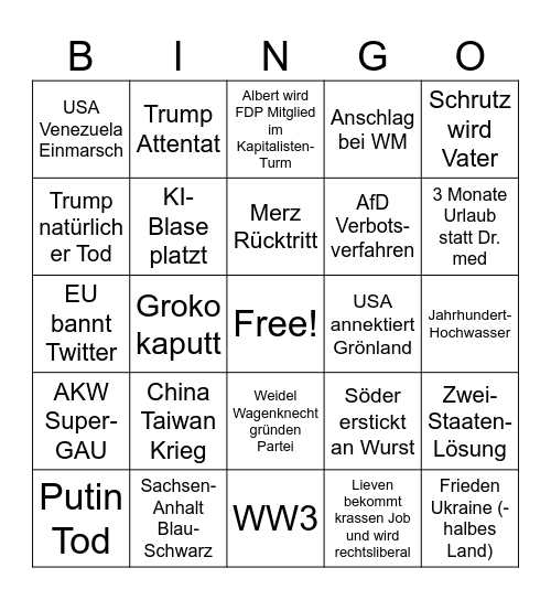 2026 Bingo Card