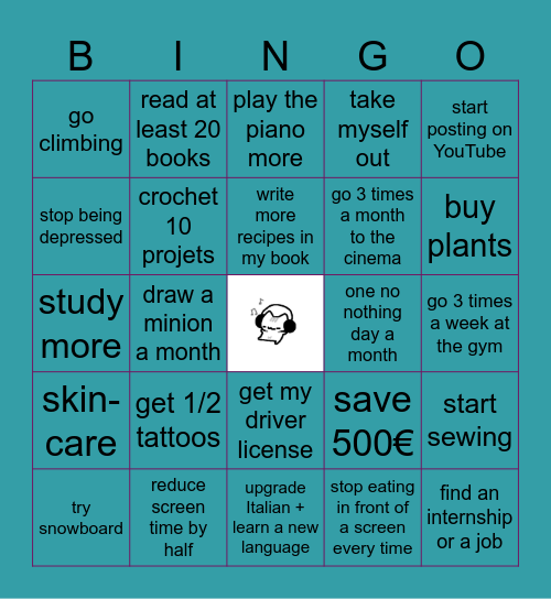 My 2026 goals Bingo Card