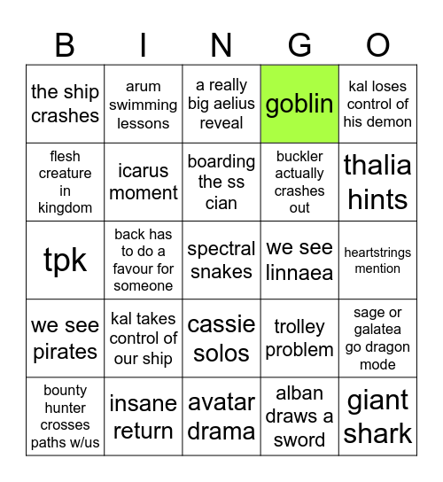 session 20 Bingo Card