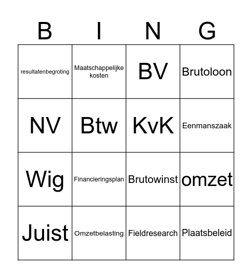 3A H4 en H5 Bingo Card