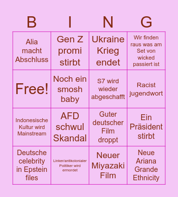 2026 Bingo Card