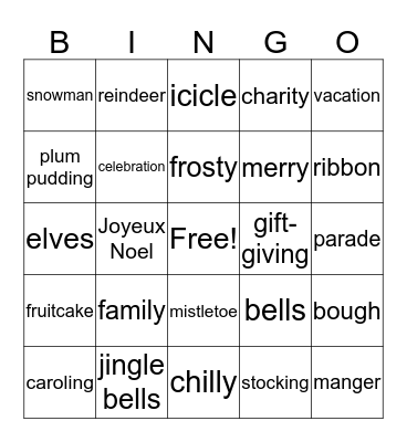 Holiday Bingo Card