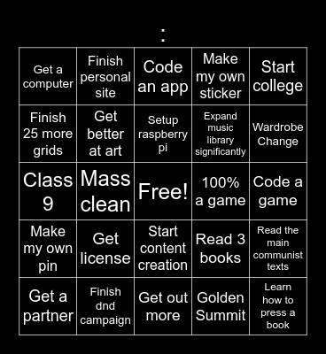 Saki's 2026 Bingo Card