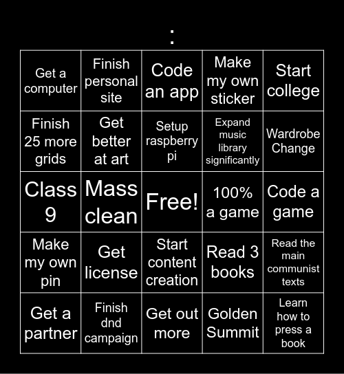 Saki's 2026 Bingo Card