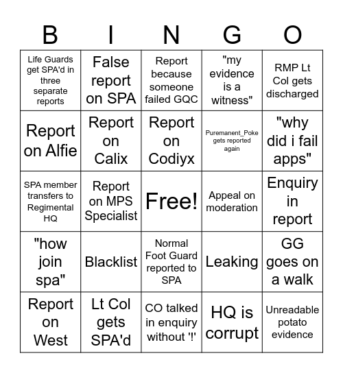 SPA 2026 Bingo Card