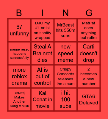 2026 BINGO Card