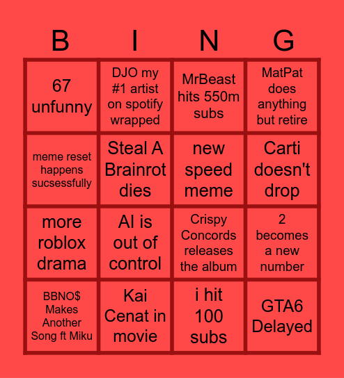 2026 BINGO Card