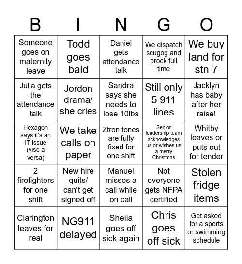 Yellow Shift 2026 Bingo Card