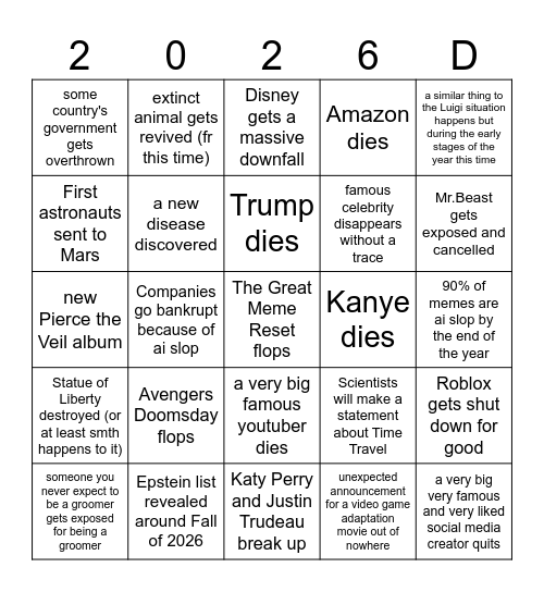 2026 Bingo Card