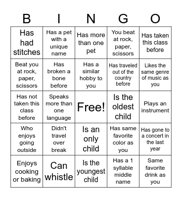 Theatre Connection Bingo Card