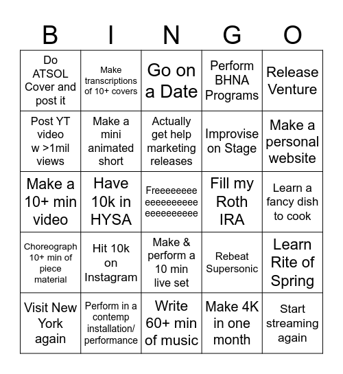 2026 Goal Bingo Card