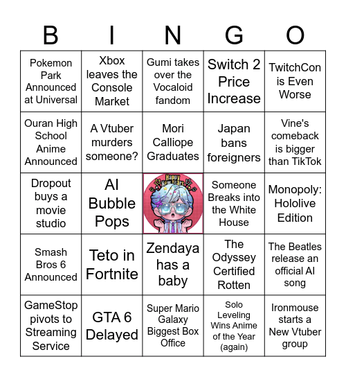 2026 Bingo! Bingo Card