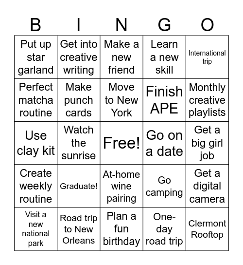 2026 Bingo Card