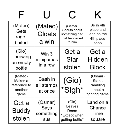 Angel's Card Bingo Card