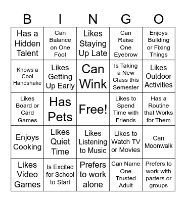 Human Bingo Card