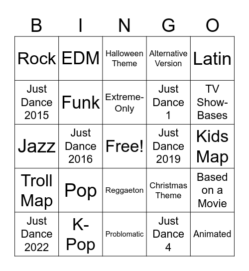 💃🕺 ULTIMATE JUST DANCE BINGO 🎶🔥😈 Bingo Card