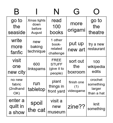 new year resolution bingo Card