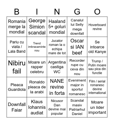 BINGO 2026 Bingo Card