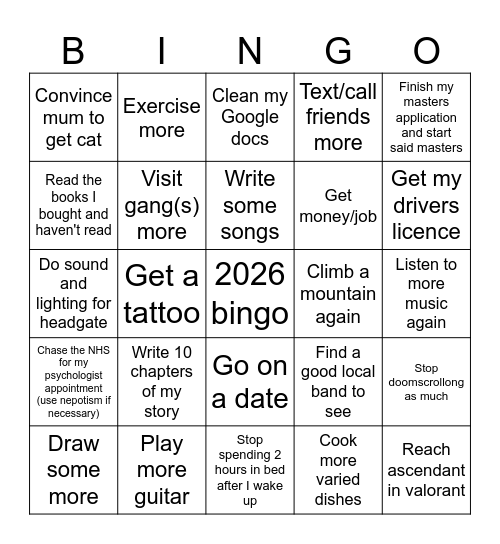 2026 bingo Card