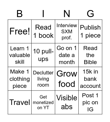 2026 Bingo Card