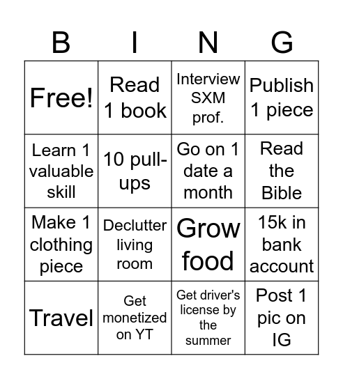2026 Bingo Card