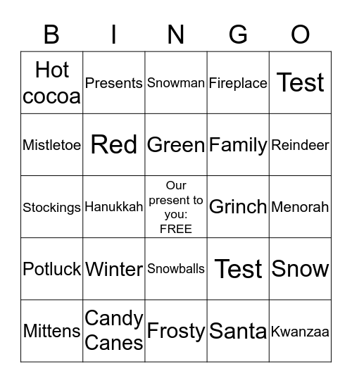 Tempe Holiday Bingo! Bingo Card