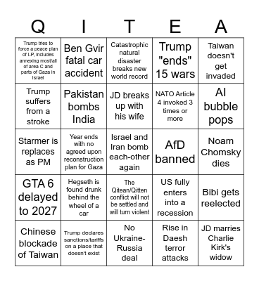 Qitea Bingo Card