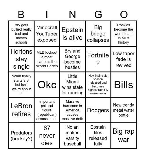 2026 Bingo Card