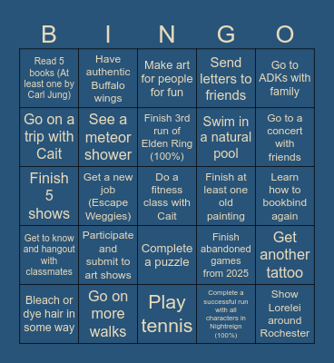 Lydia 2026 Bingo Card