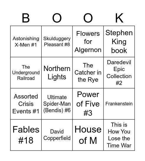 Kath's Book Bingo Card