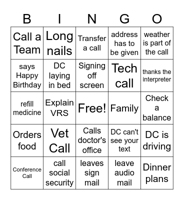 VRS BINGO Card