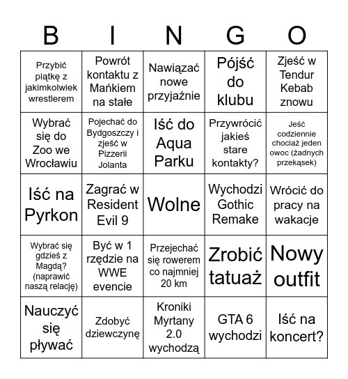 2026 Bingo Card