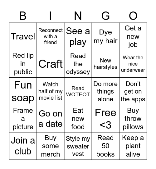 <3 2026 bingo <3 Bingo Card