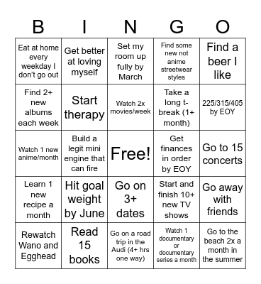 2026 Bingo Card