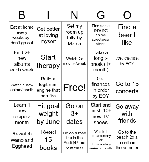 2026 Bingo Card