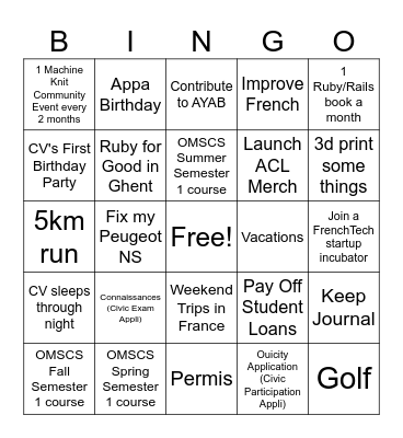 2026 Bingo Card