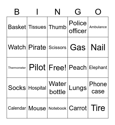 Describing Bingo Card