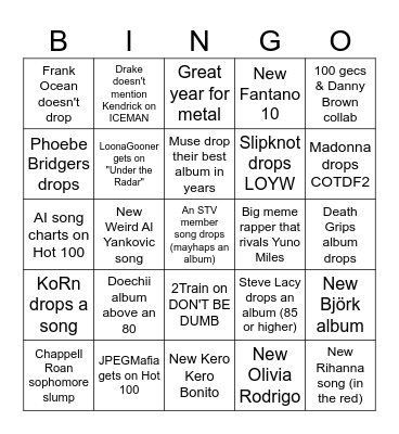STV server 2026 bingo Card