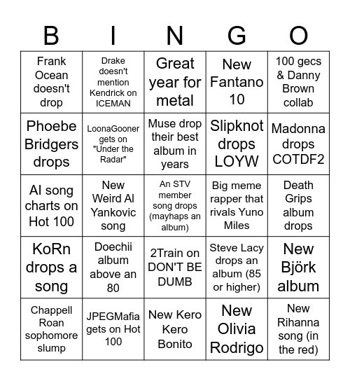 STV server 2026 bingo Card