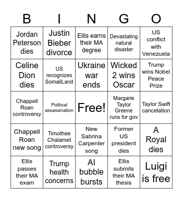2026 Bingo Card