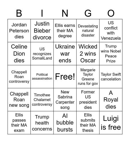2026 Bingo Card