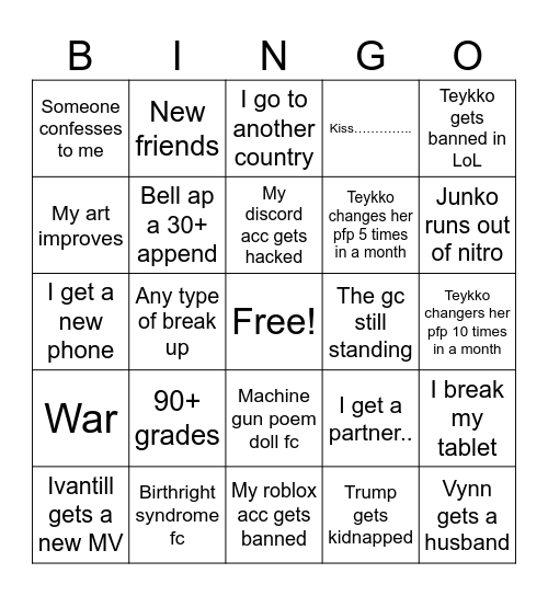 2026 Bingo Card