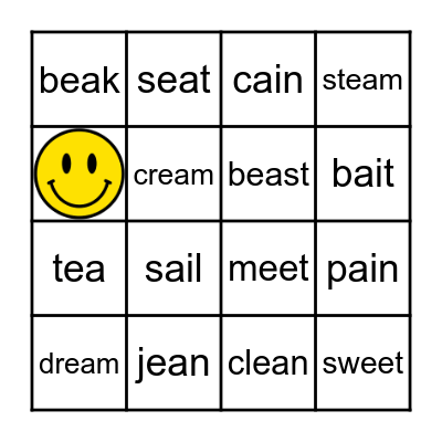 Vowel Teams Bingo Card