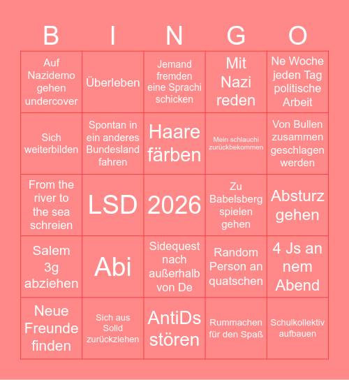 2026 Bingo Card