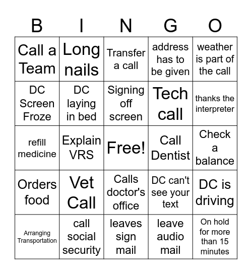 VRS BINGO Card