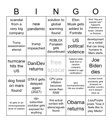 2026 Bingo Card