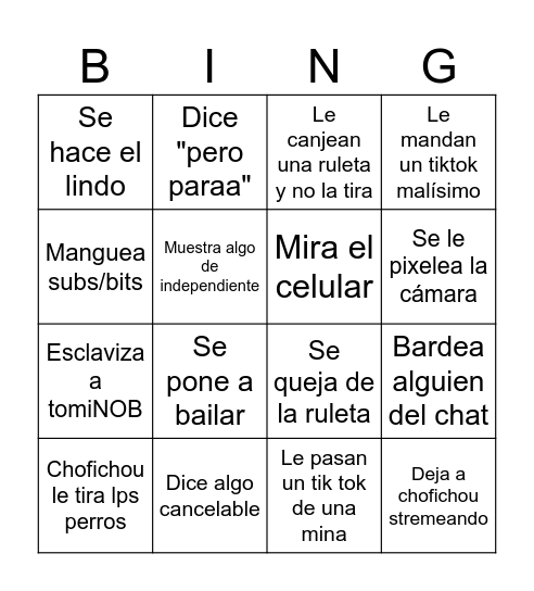 Gohan1503 Bingo Card