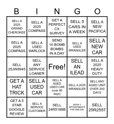 SELKIRK CHRYSLER Bingo Card